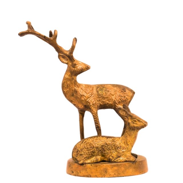 Brass Deer Sculpture Rustic Lodge Sculptures and Cabin Decor Art Figurine