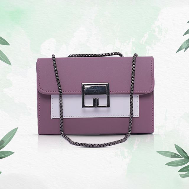 New Stylish Dusty Purple Sholder Sling Bag with Long Chain For Girls and Women