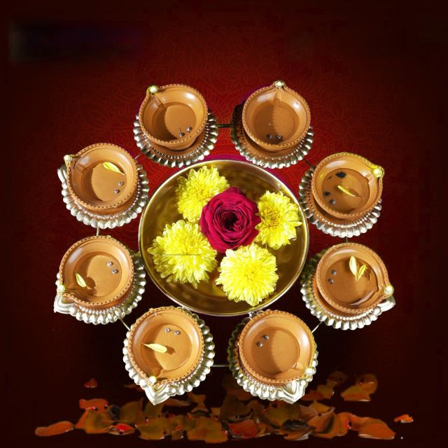 Traditional Urli with Diyas for Home and Pooja Decoration