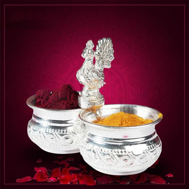 German Silver Two Cup Panchwala for Home Rituals