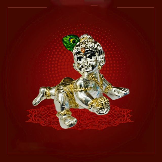 German Silver Little Krishna Idol 1 Piece for Pooja and Decor