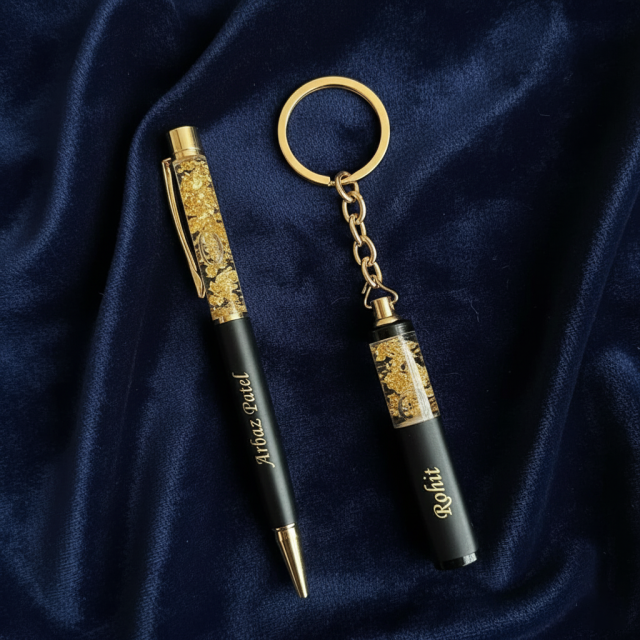 Elegant Engraved Pen & Keychain Combo for Corporate Gifting