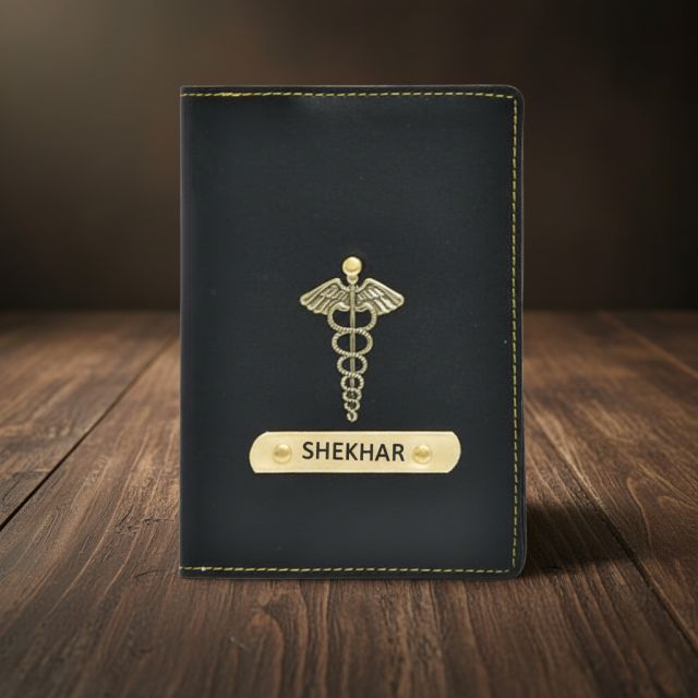 Luxury Black Passport Cover with Name Detail and Charm