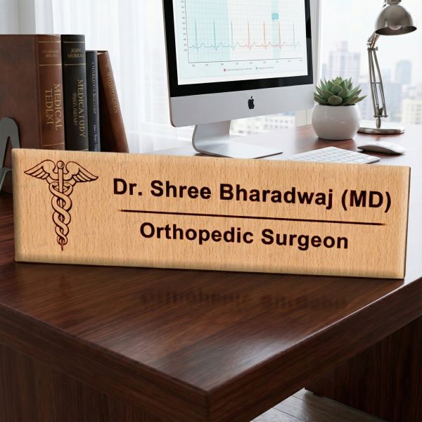 Wooden Name Plate for Doctor Wall Outdoor and Entrance Corporate Gift